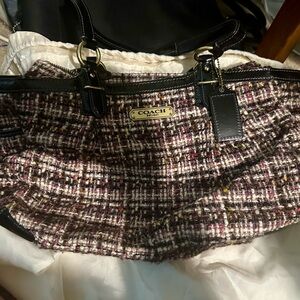 Large Vintage Coach Tweed Gallery Tote